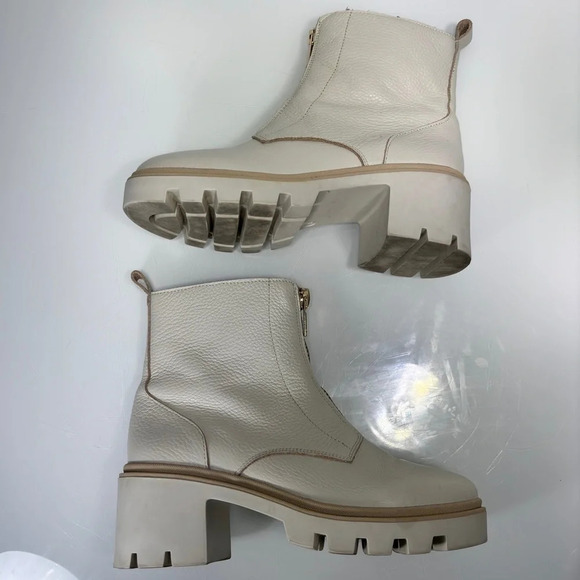Antonio de Faria Lola Cream White Leather Lugged Sole Chelsea Boot Size 8 - Picture 6 of 12